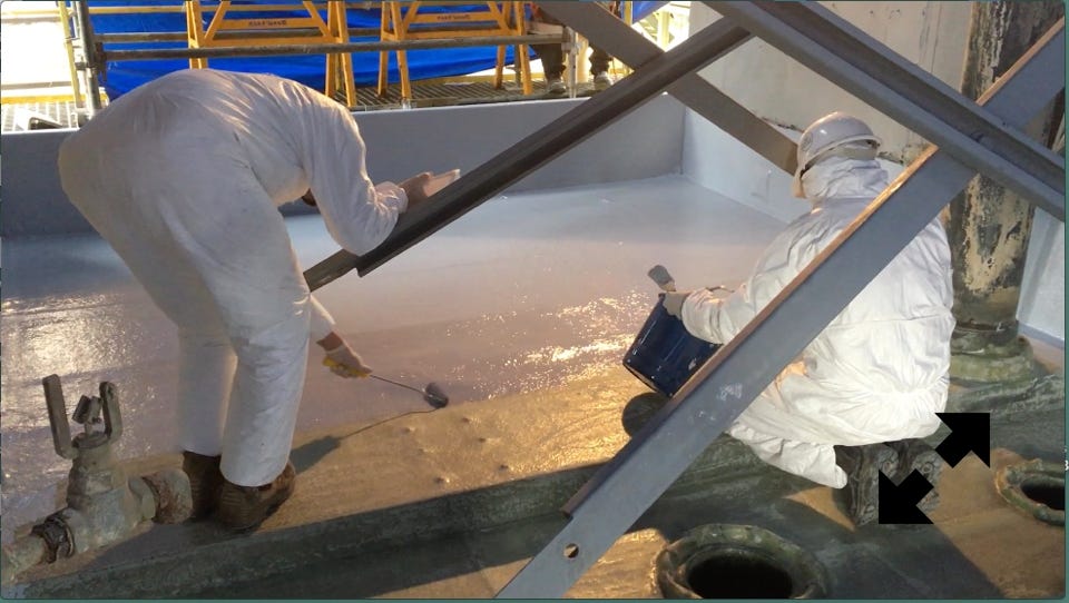 lining cooling tower floor with Fibreglass