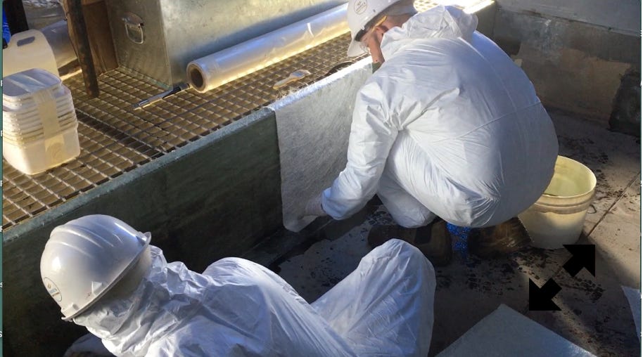 lining cooling tower floor with Fibreglass